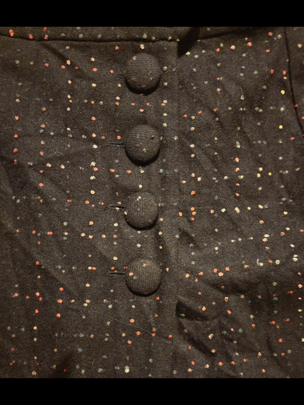 Mason by Michelle Mason Wool Silk Speckled Button Front Mini Skirt, Size 6 - Picture 3 of 5